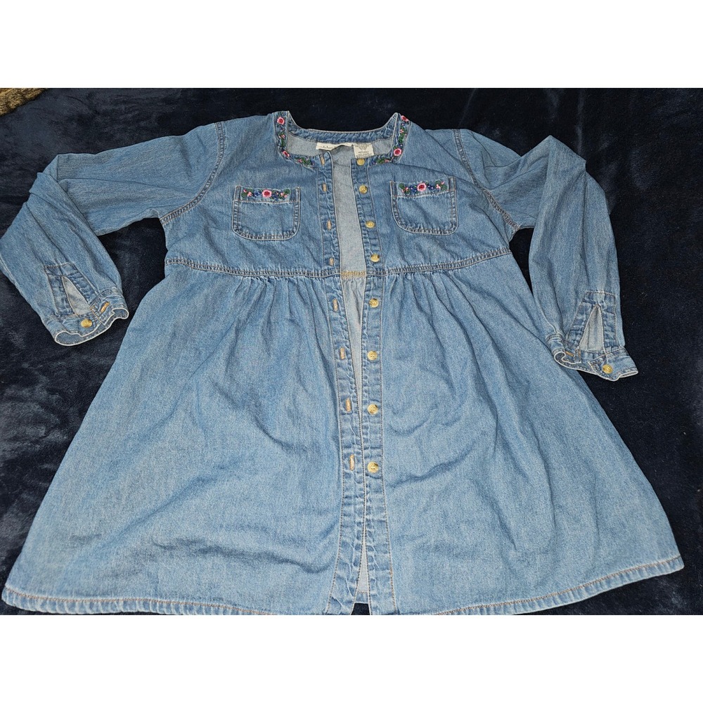 medium oh!mamma light wash floral embroidered denim shirt with matching pants